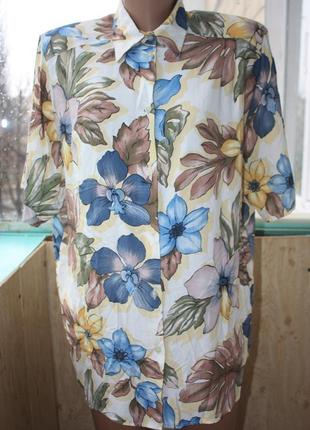 Скидка! красивая винтажная рубашка блуза в цветочный принт1 фото