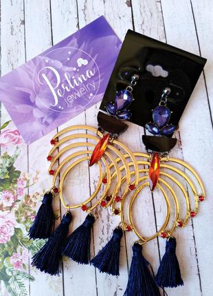 Круті сережки пензлики/кристали/бренд/asos/тренд/колекція 2018