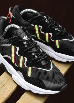 Мужские кроссовки adidas ozweego (черно/белые)  #адидас