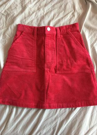 Вельветова спідниця міні спідничка вельветовая юбка мини monki1 фото