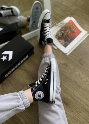 Жіночі високі чорно-білі кеди converse chuck taylor🆕 кеди конверс8 фото