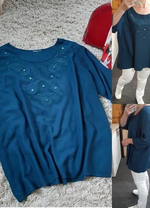 Красивая комфортная свободная блуза с вышивкой /вискоза,  р. 46-501 фото