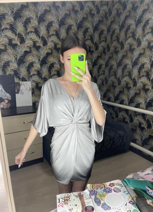 Шикарне плаття сіре блискуче2 фото