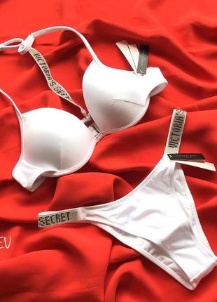 Купальник victoria’s secret оригинал белый 34c 75c виктория сикрет стразы камни vs вікторія сікрет5 фото