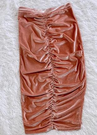 Велюровая юбка со сборкой boohoo3 фото