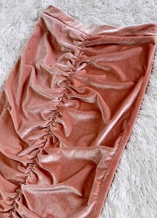 Велюровая юбка со сборкой boohoo9 фото