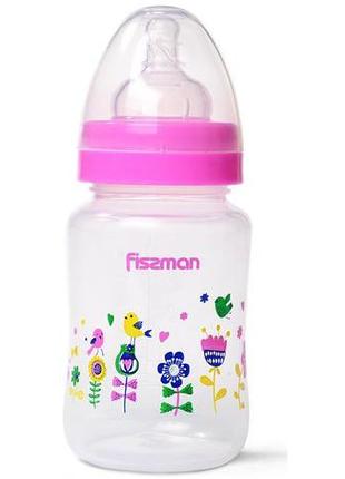 Бутылочка детская для кормления fissman babies "цветочная поляна" 240мл с широким горлышком