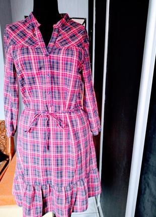 Платье в клетку, хлопковое