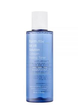 Пилинг-тонер с коллагеном farm stay dr.v8 solution collagen peeling toner2 фото