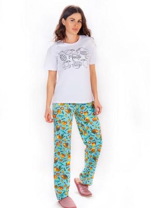 Жіноча піжама футболка штани бавовна