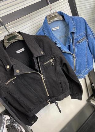 Джинсова куртка-косуха тканина: джинс-коттон3 фото