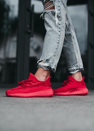 Женские кроссовки adidas yeezy boost 350 v2 red  адидас ези красные