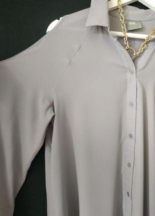 Блузка сорочка з відкритими плечима asos довгий рукав блуза подовжена оверсайз як шовкова4 фото