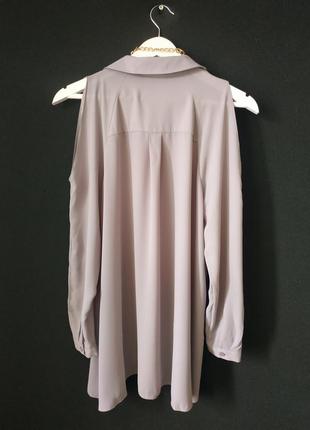 Блузка сорочка з відкритими плечима asos довгий рукав блуза подовжена оверсайз як шовкова6 фото
