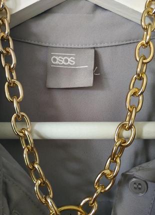 Блузка сорочка з відкритими плечима asos довгий рукав блуза подовжена оверсайз як шовкова7 фото