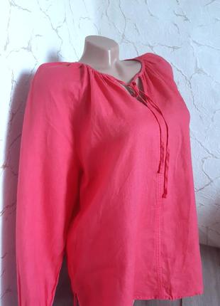 100% лён рубашка сорочка блуза розовая,46 р2 фото