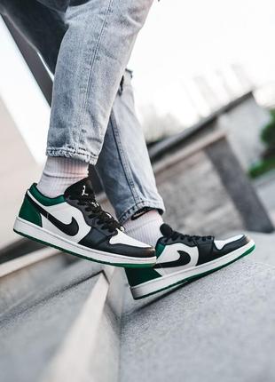 Nike air jordan low green/black/white мужские кроссовки найк аир джордан