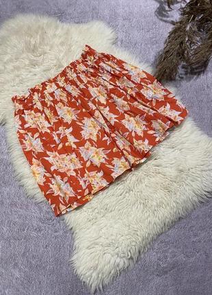 F&f юбка спідниця у квітковий принт::юбка оранжевая в цветочный принт1 фото