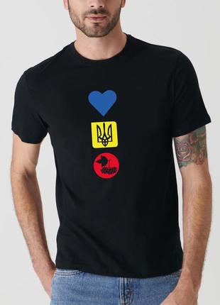 Футболка черная с принтом "сердце. герб украины. калина (вертикальный принт)" push it