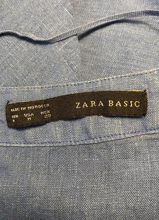 Туника платье лён голубое zara льняное6 фото