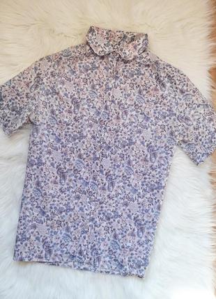 2 вещи по цене 1. блуза рубашка с винтажным рисунком цветы с коротким рукавом1 фото