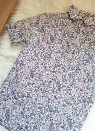 2 вещи по цене 1. блуза рубашка с винтажным рисунком цветы с коротким рукавом2 фото