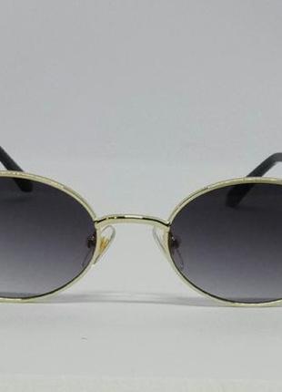 Versace модные узкие солнцезащитные очки унисекс овальные темно серый градиент в золотом металле2 фото