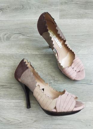 Туфли с открытым носком кожа pura lopez, 36 размер