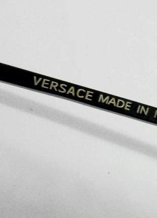 Versace чорні стильні вузькі овальні сонцезахисні окуляри в чорному металі6 фото
