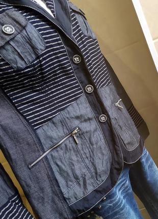 Стильный комбинированный пиджак / жакет / легкая куртка4 фото