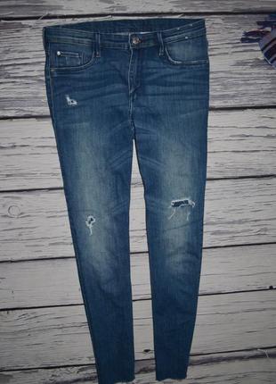 12 - 13 лет 158 см h&m крутые фирменные джинсы скины для моднявок узкачи с обрезными штанинами
