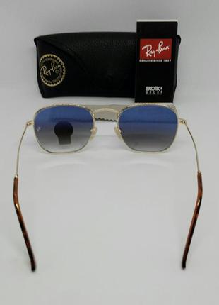 Ray ban frank rb 3857 очки унисекс солнцезащитные сине бежевый градиент линзы стекло4 фото