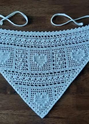 Детская вязаная косынка бандана с сердцами для девочки