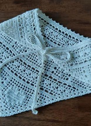 Детская вязаная косынка бандана с сердцами для девочки