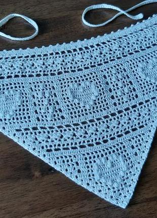 Детская вязаная косынка бандана с сердцами для девочки