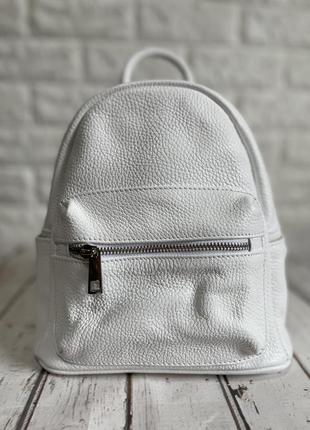 Рюкзак жіночий білий з натуральної шкіри італія нова колекція женский кожаный рюкзак белый3 фото