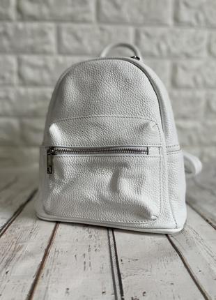 Рюкзак жіночий білий з натуральної шкіри італія нова колекція женский кожаный рюкзак белый8 фото