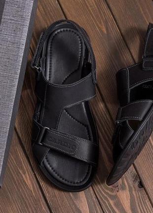 Мужские кожаные сандалии cardio black4 фото