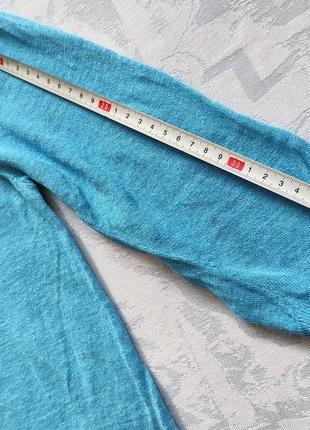 Льняная блузка кофточка с удлиненной спинкой голубая женская легкая кофта оверсайз6 фото