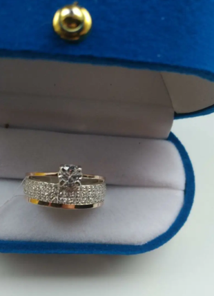 Женское серебряное кольцо с россыпью фианитов2 фото