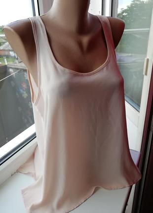 💋 пудренная блуза на бретелях🌹 блуза трапеция с удлиненной спинкой 🌿 бежевый топ