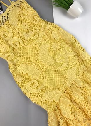 Жовта сукня міді по фігурі boohoo мереживна, русалка5 фото