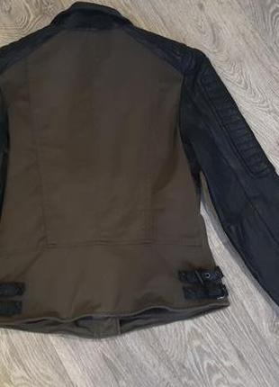 Комбинированная  кожаная куртка, кожа и текстиль.2 фото