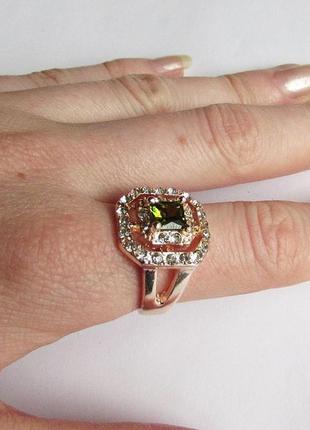 🏵️позолоченное кольцо с фианитом, 17р., смотрится ювелирно, новое! арт.3501