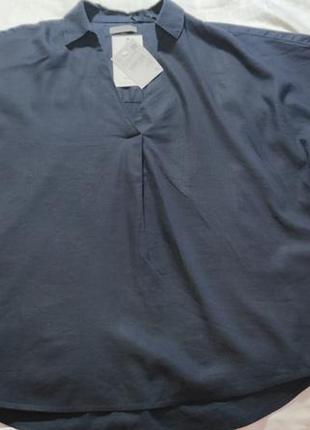 Женская однотонная блуза свободного кроя yessica (c&a), размер m, темно синий1 фото