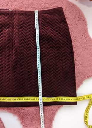 Трендова вельветова юбка new look фактурна бордова бархатна велюр марсала8 фото