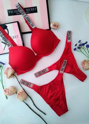 Комплект белья со стразами victoria's secret original s m 32d 70d 75c push up