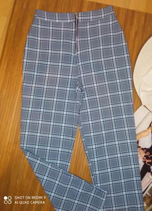 Узкие брюки с молнией спереди в клетку pastel2 фото