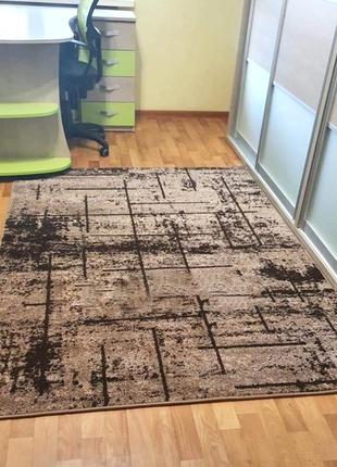 Килим в абстракцію, коричневий килим, килим в зал, доріжка в коридор, сучасний килим