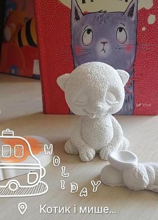Котик для раскраски гипсовые фигурки 2